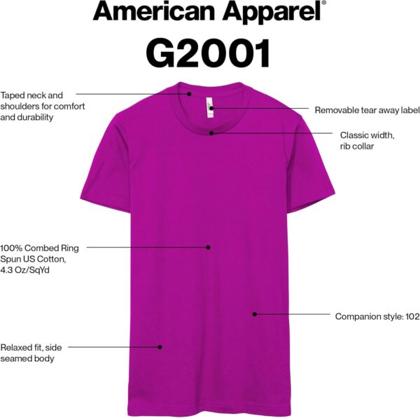 American Apparel Adult Fine Jersey T-Shirt, Style G2001, Mul...