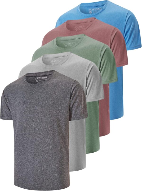 5 Pack Men's Dry Fit T Shirts Athletic Running Gym Workout S...