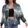 Wolf on Mountain Top Fashion Jackets for Women Coat Sweatshi...