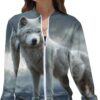 Wolf on Mountain Top Fashion Jackets for Women Coat Sweatshi...